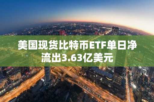 美国现货比特币ETF单日净流出3.63亿美元