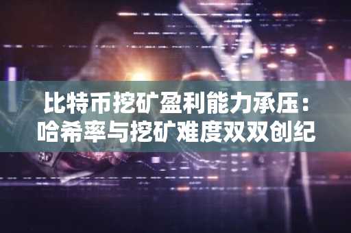比特币挖矿盈利能力承压：哈希率与挖矿难度双双创纪录