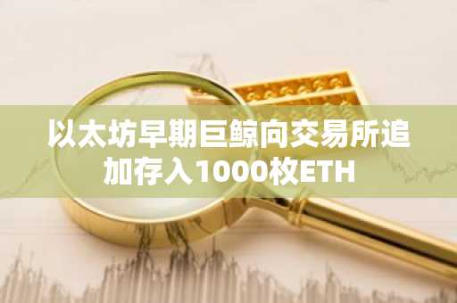 以太坊早期巨鲸向交易所追加存入1000枚ETH