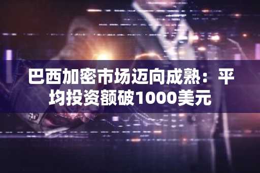 巴西加密市场迈向成熟：平均投资额破1000美元