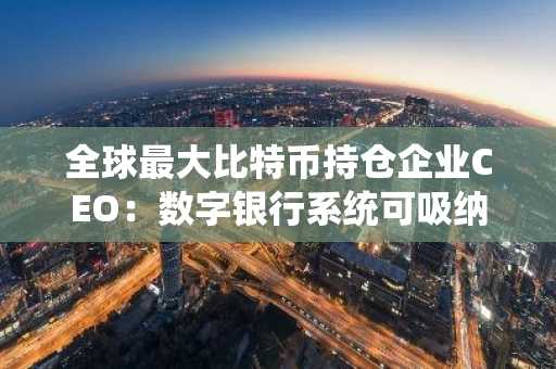 全球最大比特币持仓企业CEO：数字银行系统可吸纳数万亿美元资金