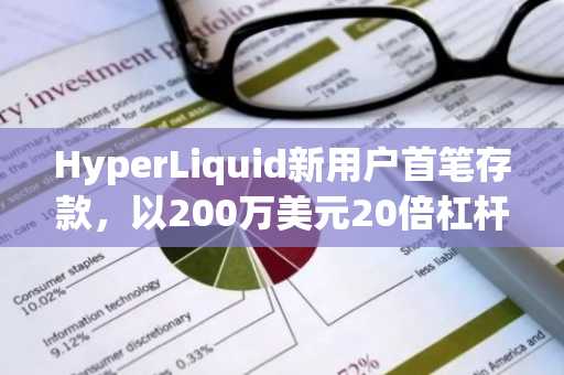 HyperLiquid新用户首笔存款，以200万美元20倍杠杆做多ETH