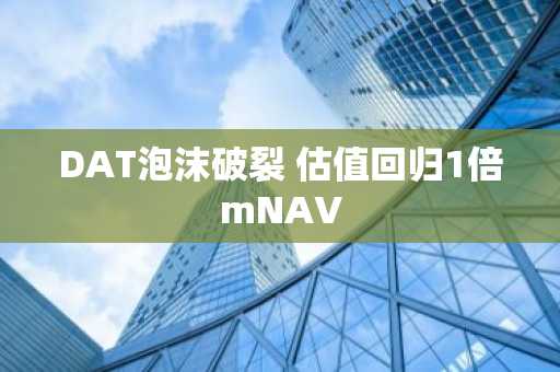 DAT泡沫破裂 估值回归1倍mNAV