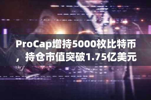 ProCap增持5000枚比特币，持仓市值突破1.75亿美元