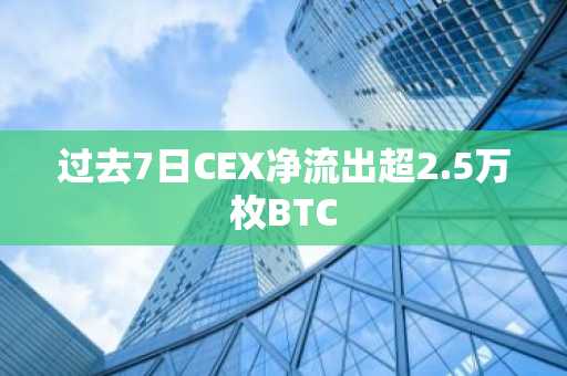 过去7日CEX净流出超2.5万枚BTC