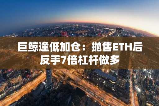 巨鲸逢低加仓:抛售ETH后反手7倍杠杆做多