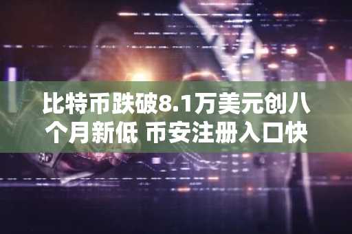比特币跌破8.1万美元创八个月新低 币安注册入口快速获取行情