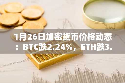 1月26日加密货币价格动态：BTC跌2.24%，ETH跌3.01%，KAIA重挫22.50%