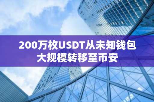 200万枚USDT从未知钱包大规模转移至币安
