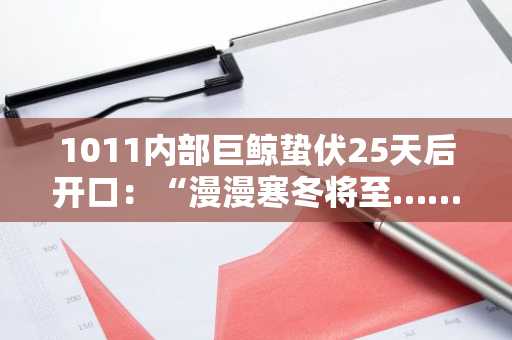 1011内部巨鲸蛰伏25天后开口：“漫漫寒冬将至……不仅是加密货币的问题”