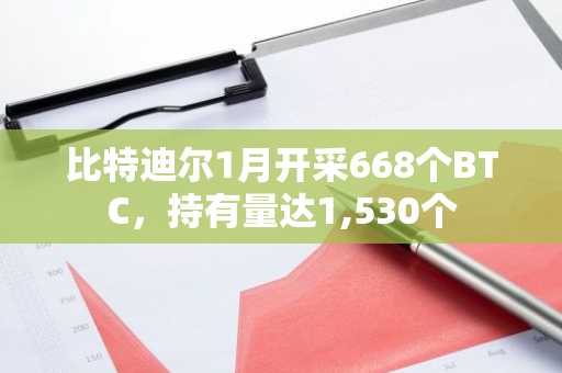比特迪尔1月开采668个BTC，持有量达1,530个