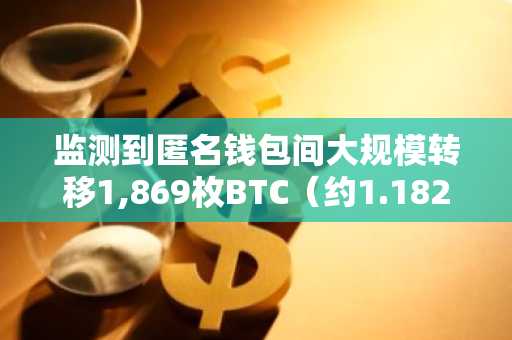 监测到匿名钱包间大规模转移1,869枚BTC（约1.182亿美元）