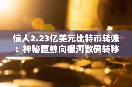 惊人2.23亿美元比特币转账：神秘巨鲸向银河数码转移3146枚比特币