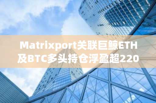 Matrixport关联巨鲸ETH及BTC多头持仓浮盈超2200万美元