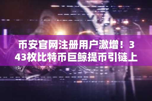 币安官网注册用户激增！343枚比特币巨鲸提币引链上吸筹警报