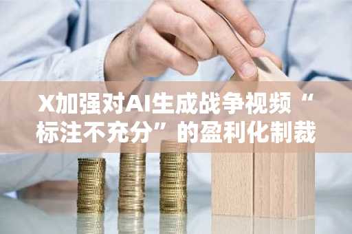 X加强对AI生成战争视频“标注不充分”的盈利化制裁…首次违规暂停90天，屡次违规将永久封禁