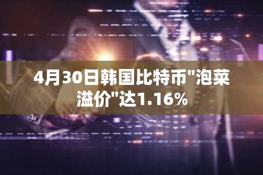 4月30日韩国比特币"泡菜溢价"达1.16%