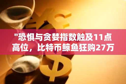 "恐惧与贪婪指数触及11点高位，比特币鲸鱼狂购27万枚BTC"