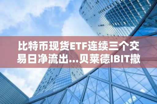 比特币现货ETF连续三个交易日净流出...贝莱德IBIT撤资3.25亿美元