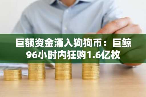 巨额资金涌入狗狗币：巨鲸96小时内狂购1.6亿枚