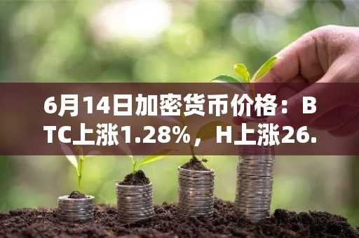 6月14日加密货币价格：BTC上涨1.28%，H上涨26.62%
