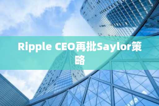 Ripple CEO再批Saylor策略