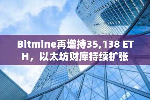 Bitmine再增持35,138 ETH，以太坊财库持续扩张
