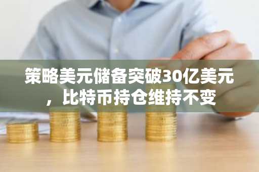 策略美元储备突破30亿美元，比特币持仓维持不变