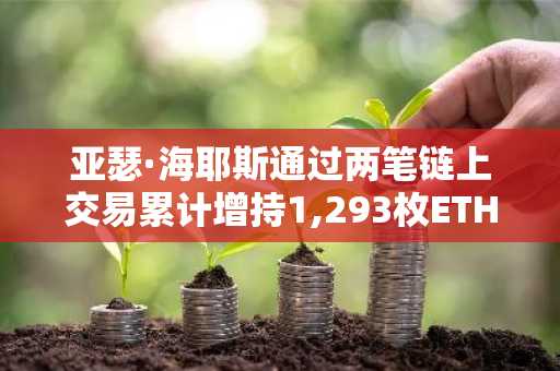 亚瑟·海耶斯通过两笔链上交易累计增持1,293枚ETH