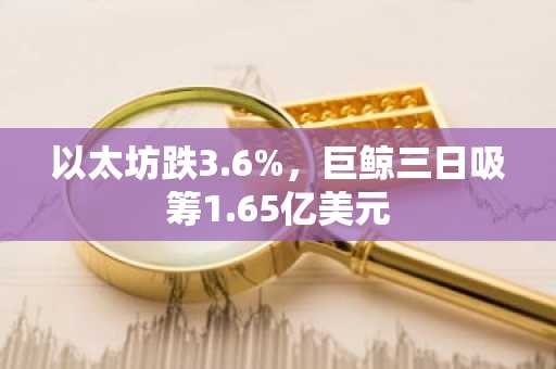 以太坊跌3.6%,巨鲸三日吸筹1.65亿美元