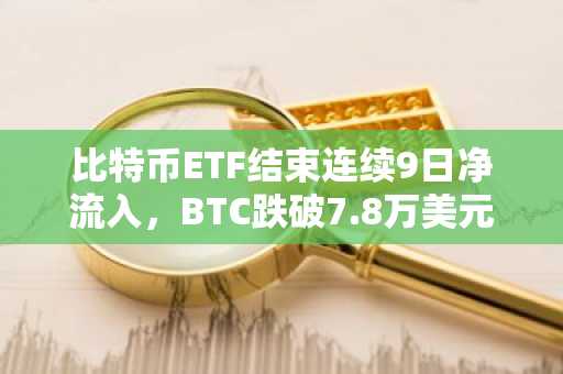 比特币ETF结束连续9日净流入，BTC跌破7.8万美元