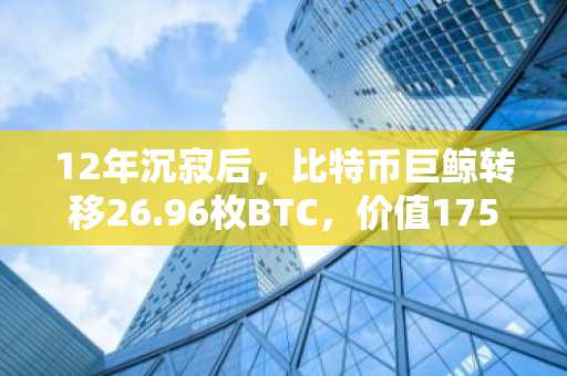 12年沉寂后，比特币巨鲸转移26.96枚BTC，价值175万美元