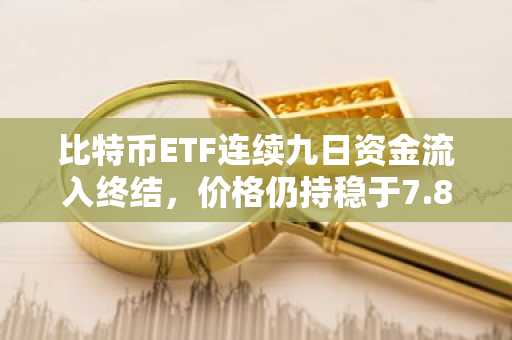 比特币ETF连续九日资金流入终结，价格仍持稳于7.8万美元下方