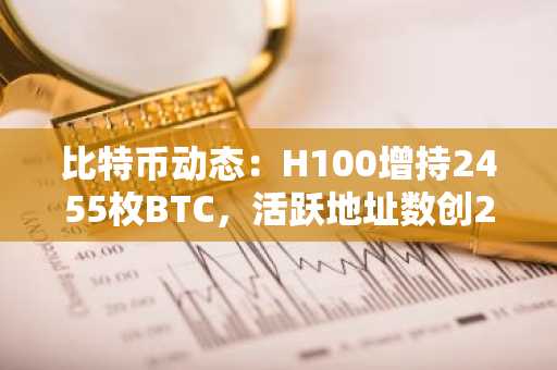 比特币动态：H100增持2455枚BTC，活跃地址数创2019年新低