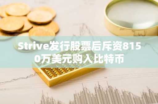 Strive发行股票后斥资8150万美元购入比特币
