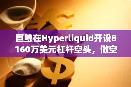巨鲸在Hyperliquid开设8160万美元杠杆空头，做空BTC和ETH