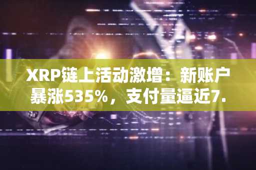 XRP链上活动激增:新账户暴涨535%,支付量逼近7.04亿XRP