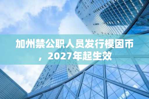 加州禁公职人员发行模因币，2027年起生效