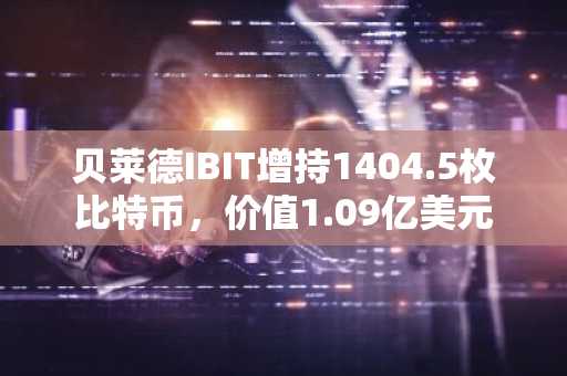 贝莱德IBIT增持1404.5枚比特币，价值1.09亿美元