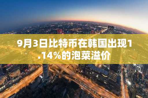 9月3日比特币在韩国出现1.14%的泡菜溢价
