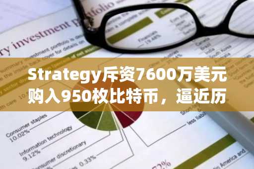 Strategy斥资7600万美元购入950枚比特币，逼近历史持仓纪录