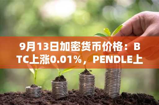 9月13日加密货币价格：BTC上涨0.01%，PENDLE上涨7.71%
