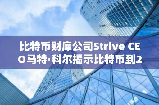 比特币财库公司Strive CEO马特·科尔揭示比特币到2030年可能带来的回报率！详情如下