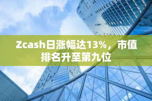 Zcash日涨幅达13%,市值排名升至第九位