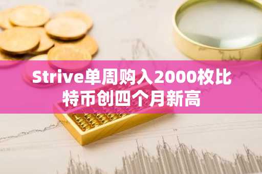 Strive单周购入2000枚比特币创四个月新高