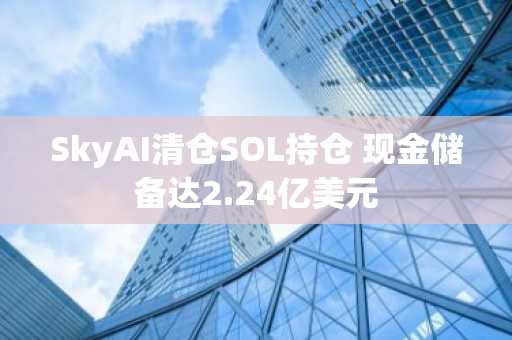 SkyAI清仓SOL持仓 现金储备达2.24亿美元