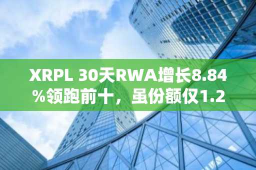 XRPL 30天RWA增长8.84%领跑前十，虽份额仅1.29%